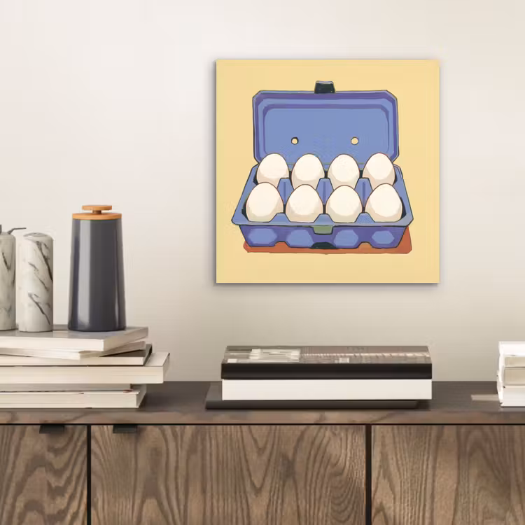 Aluminium schilderij - Eieren - Doos - Minimalistisch - Blauw — 2