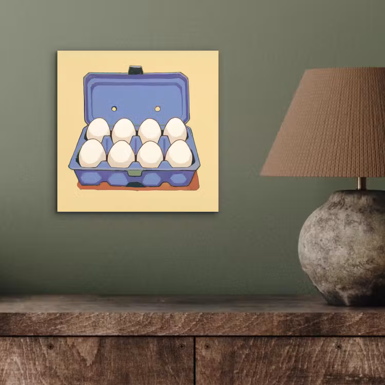 Aluminium schilderij - Eieren - Doos - Minimalistisch - Blauw — 3