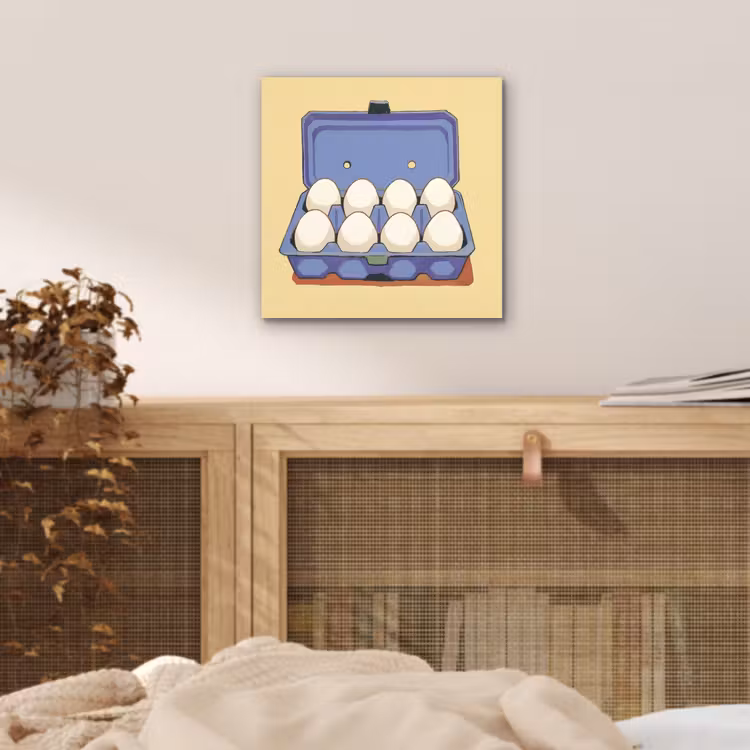 Aluminium schilderij - Eieren - Doos - Minimalistisch - Blauw — 4