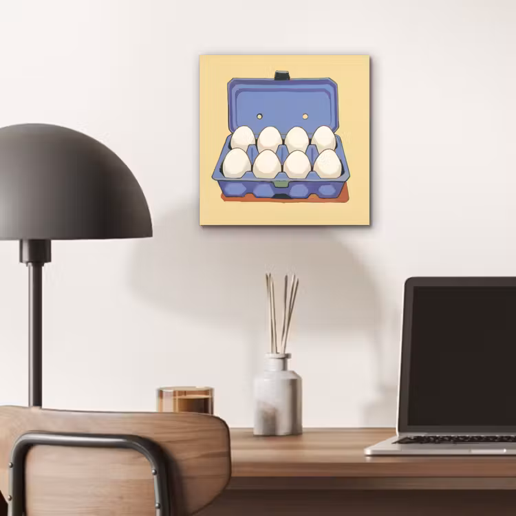 Aluminium schilderij - Eieren - Doos - Minimalistisch - Blauw — 6