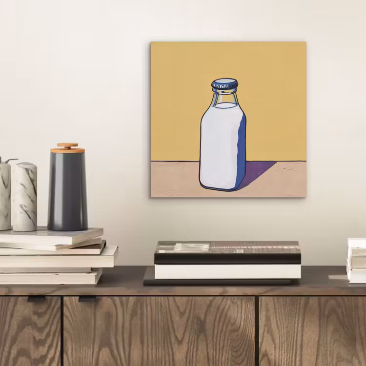 Aluminium schilderij - Glazen - Fles - Illustratie - Melk — 2