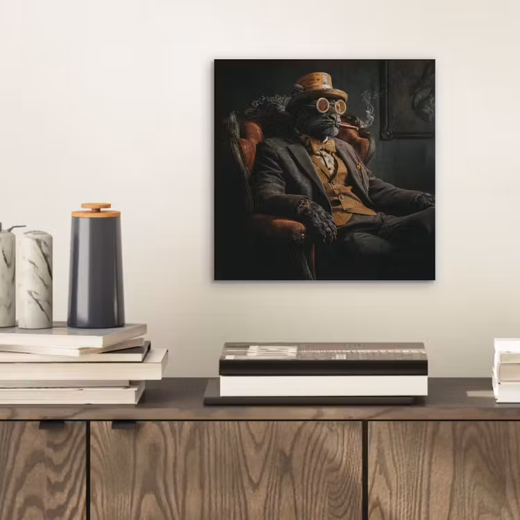 Aluminium schilderij - Kat - Pak - Oranje - Sigaar — 2