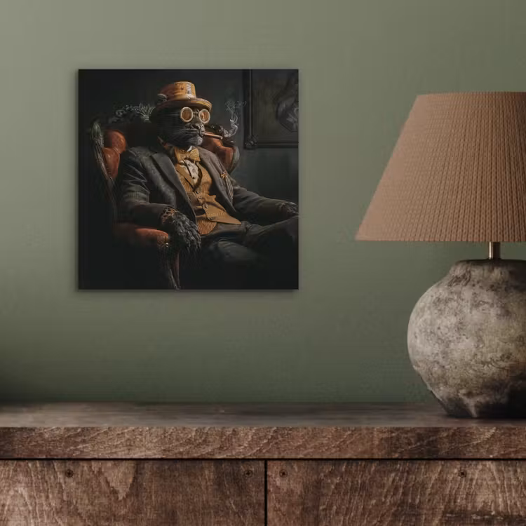 Aluminium schilderij - Kat - Pak - Oranje - Sigaar — 3