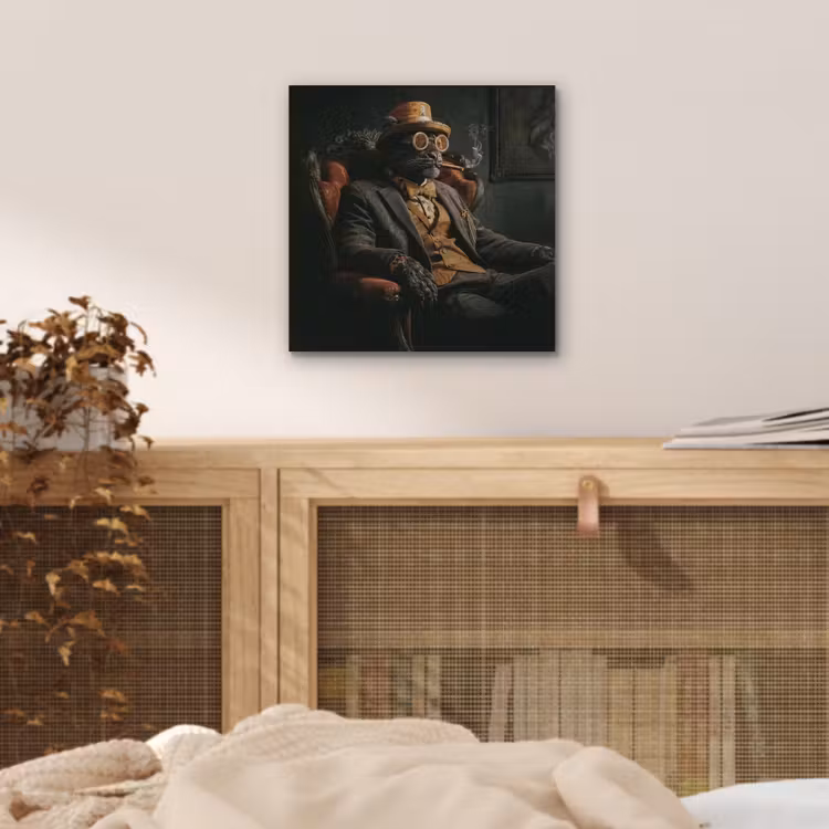 Aluminium schilderij - Kat - Pak - Oranje - Sigaar — 4