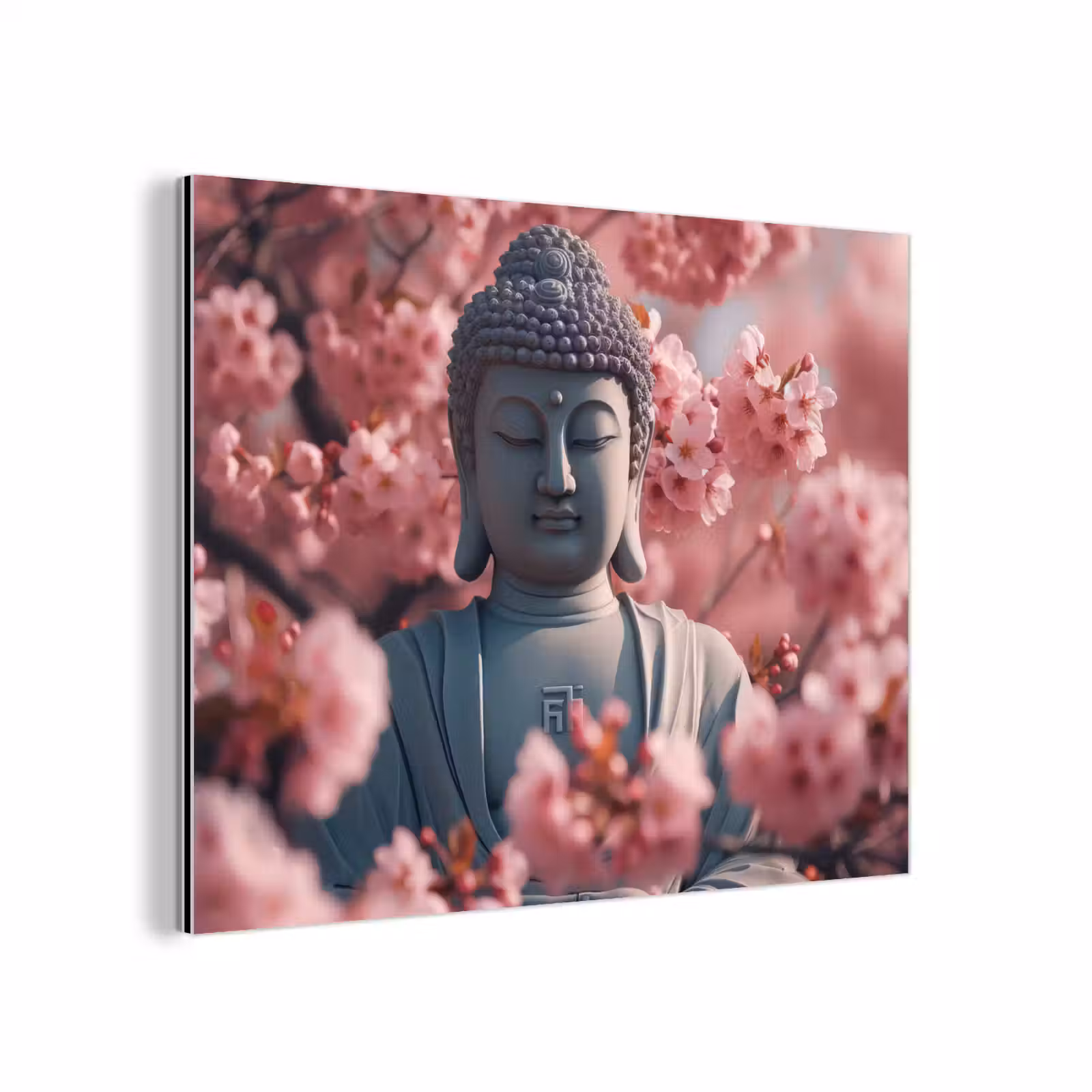 Aluminium schilderij - Boeddha - Beeld - Sakura - Buddha - Kersenbloesem — 1