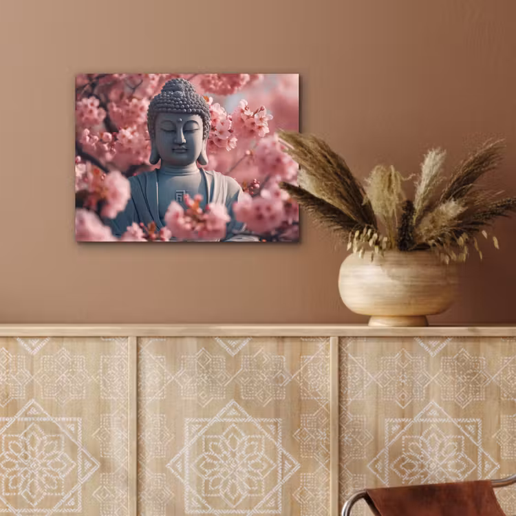 Aluminium schilderij - Boeddha - Beeld - Sakura - Buddha - Kersenbloesem — 5