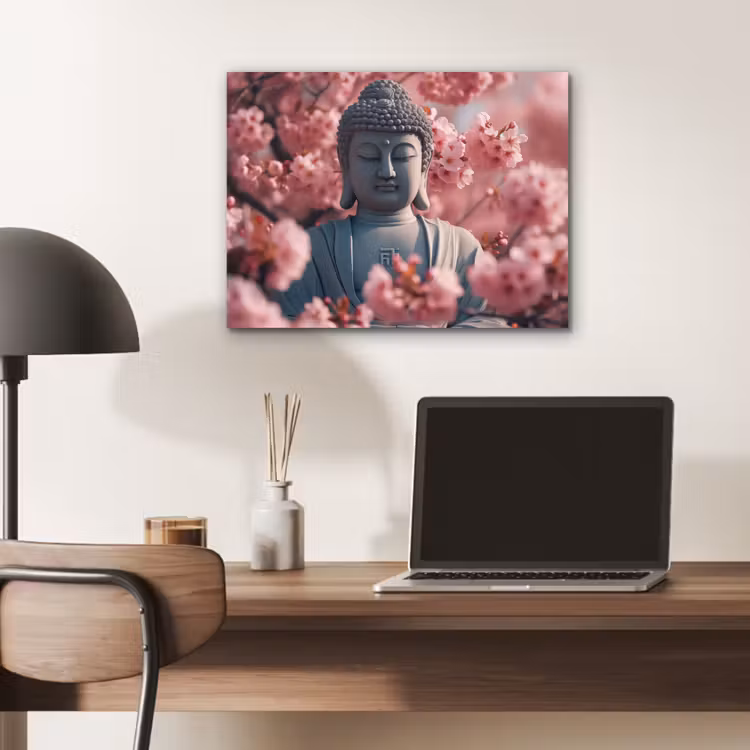 Aluminium schilderij - Boeddha - Beeld - Sakura - Buddha - Kersenbloesem — 6