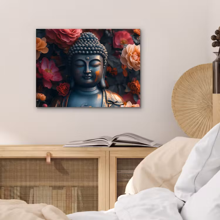 Aluminium schilderij - Boeddha - Bloemen - Buddha - Beeld - Kunst — 4