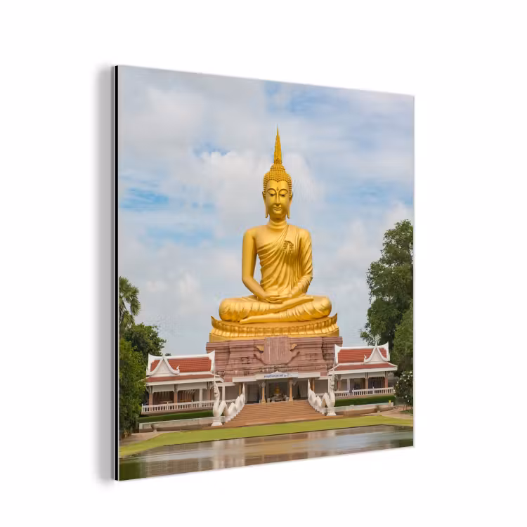 Aluminium schilderij - Boeddha - Buddha beeld - Goud - Religie — 1