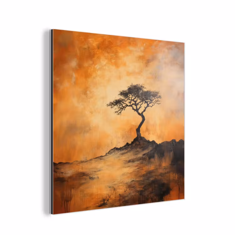 Aluminium schilderij - Boom - Landschap - Oranje — 1