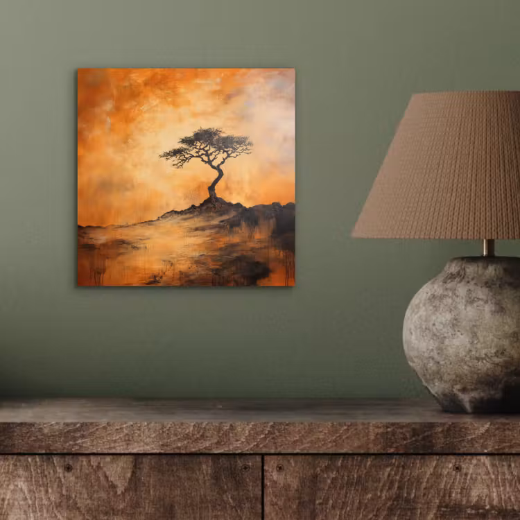 Aluminium schilderij - Boom - Landschap - Oranje — 3