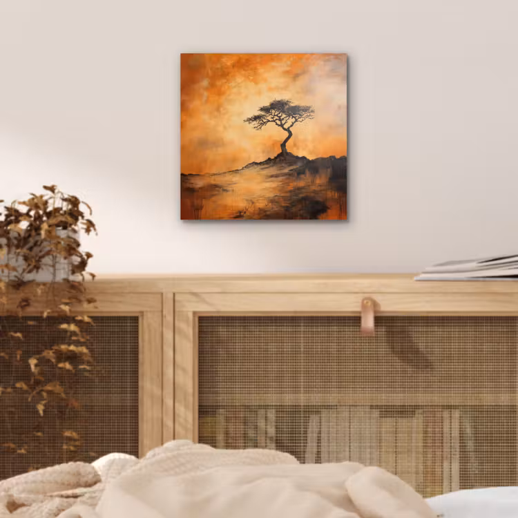 Aluminium schilderij - Boom - Landschap - Oranje — 4