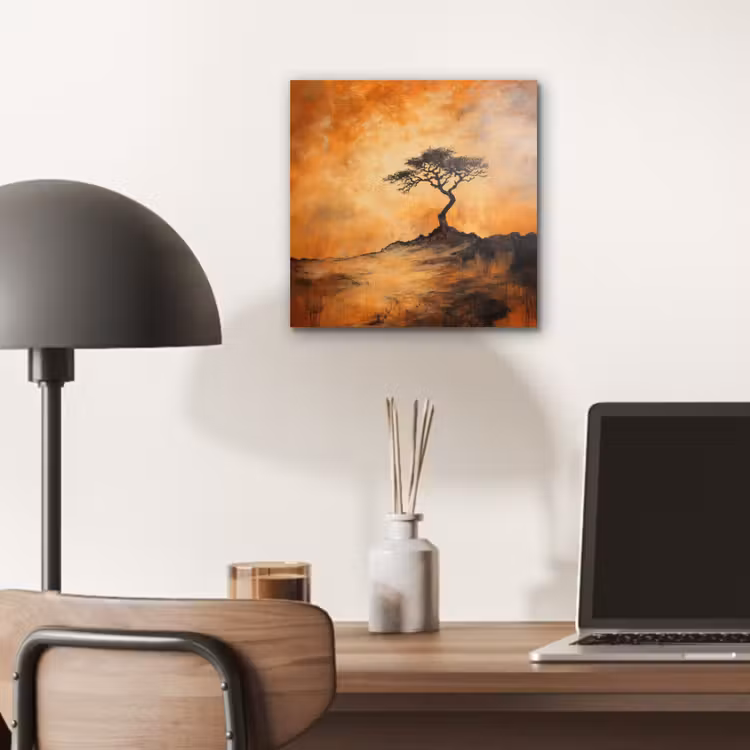 Aluminium schilderij - Boom - Landschap - Oranje — 6