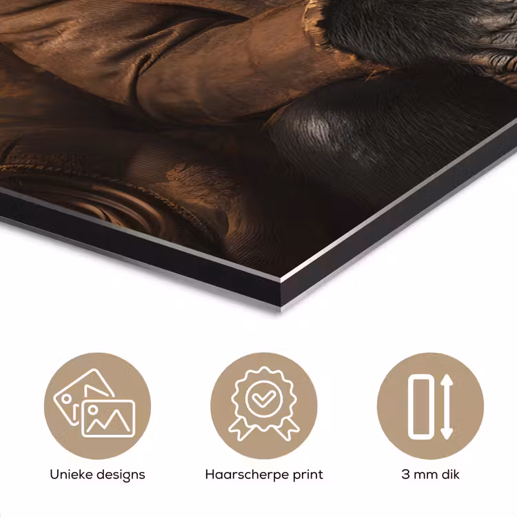 Aluminium schilderij - Chimpansee - Stoel - Pak - Bruin — 7