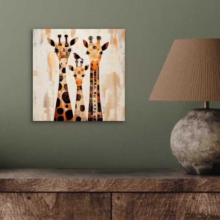Aluminium schilderij - Giraffen - Cartoon - Crème — 3