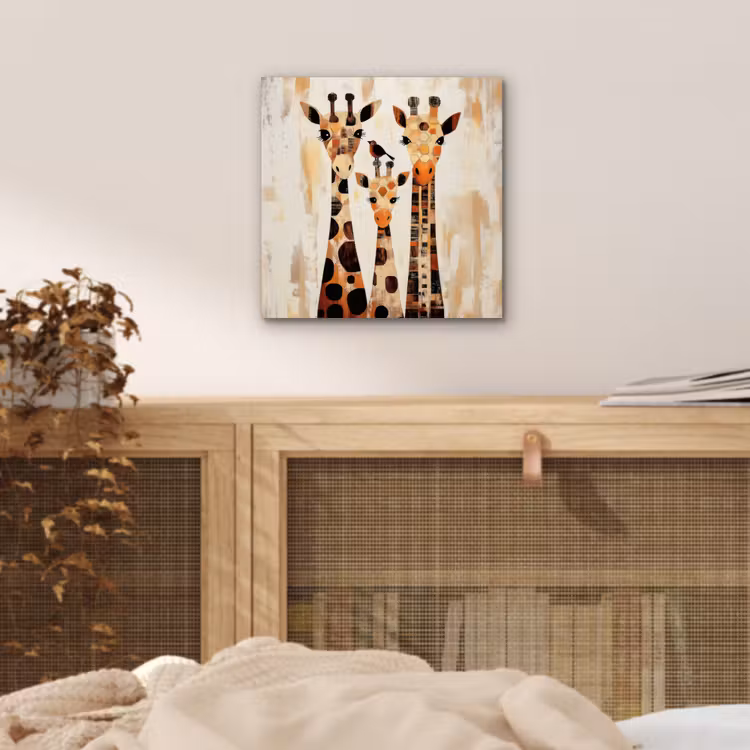 Aluminium schilderij - Giraffen - Cartoon - Crème — 4