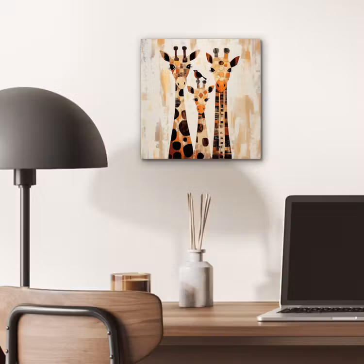 Aluminium schilderij - Giraffen - Cartoon - Crème — 6