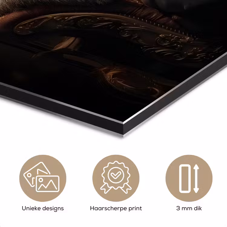 Aluminium schilderij - Ijsbeer - Hoed - Bril - Stoel — 7