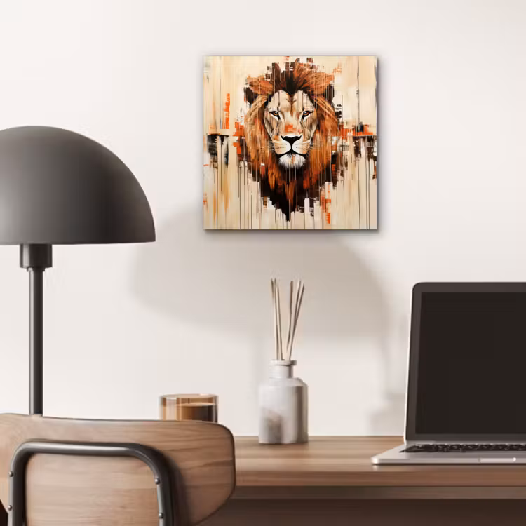 Aluminium schilderij - Leeuwenkop - Lijnen - Crème — 6