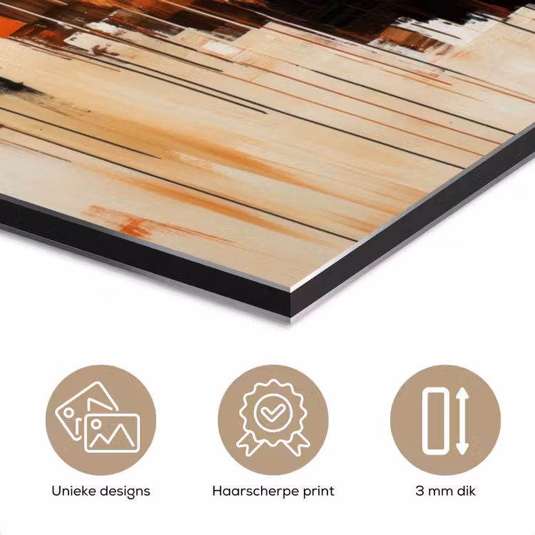 Aluminium schilderij - Leeuwenkop - Lijnen - Crème — 7