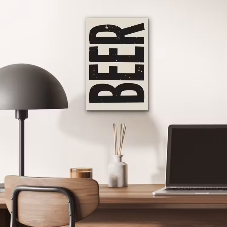 Aluminium schilderij - Beer - Vintage - Zwart - Beige — 6