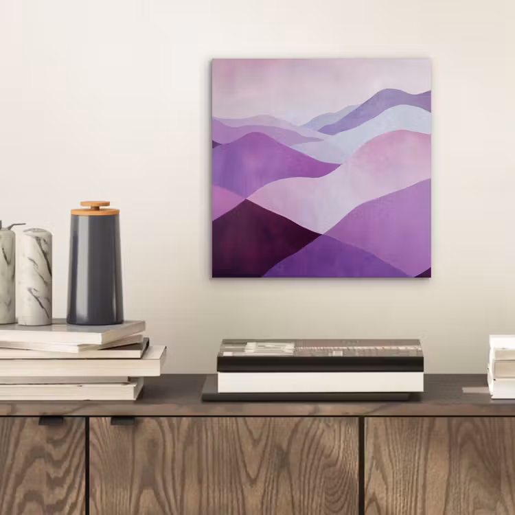 Aluminium schilderij - Abstract - Heuvels - Landschap - Paars — 2
