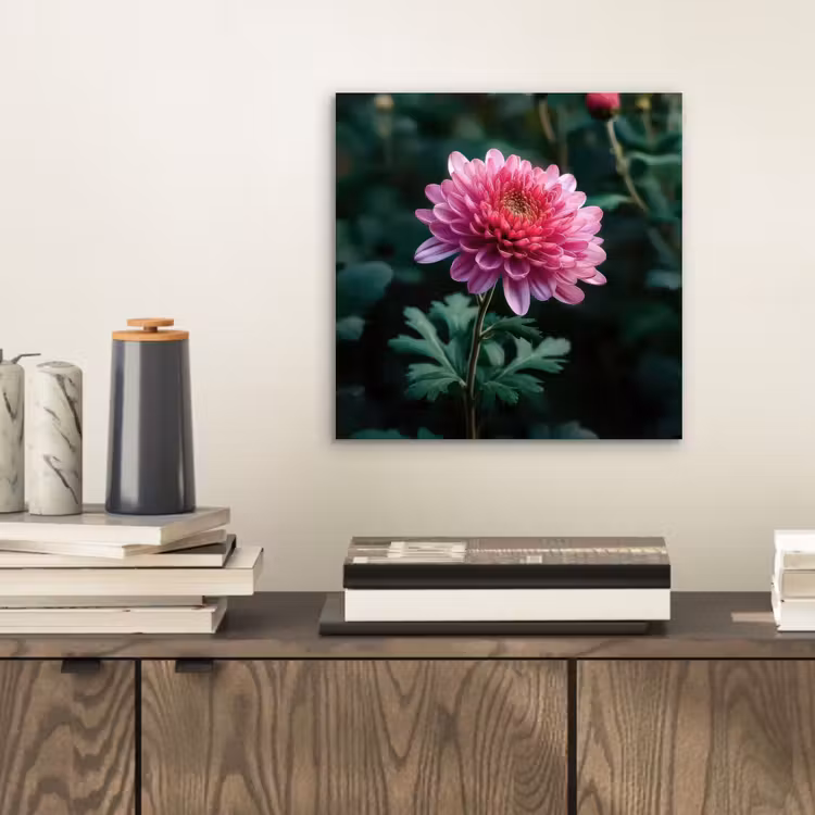 Aluminium schilderij - Blad - Chrysant - Roze - Schaduw — 2