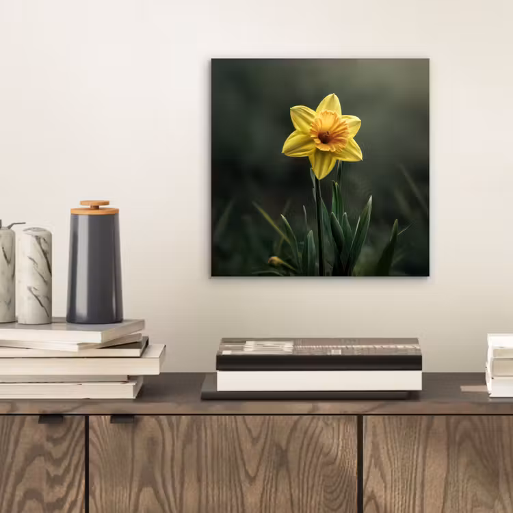 Aluminium schilderij - Bloem - Narcis - Gras - Geel — 2