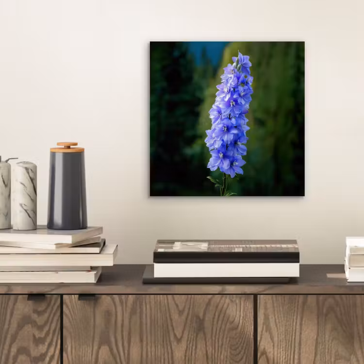Aluminium schilderij - Bloemen - Blauw - Dennenboom — 2