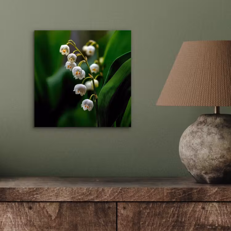 Aluminium schilderij - Bloemen - Wit - Bladeren - Lelietjes — 3