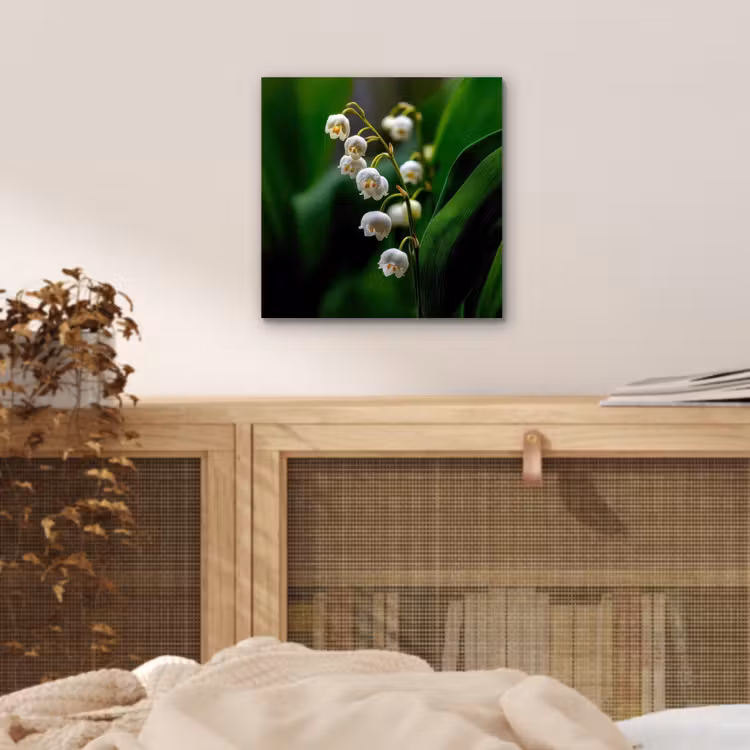 Aluminium schilderij - Bloemen - Wit - Bladeren - Lelietjes — 4