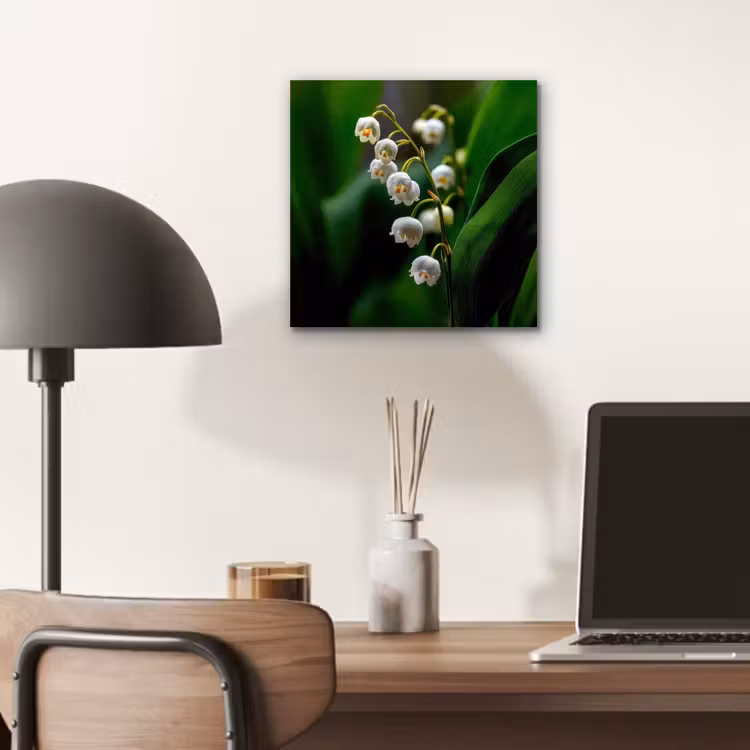 Aluminium schilderij - Bloemen - Wit - Bladeren - Lelietjes — 6