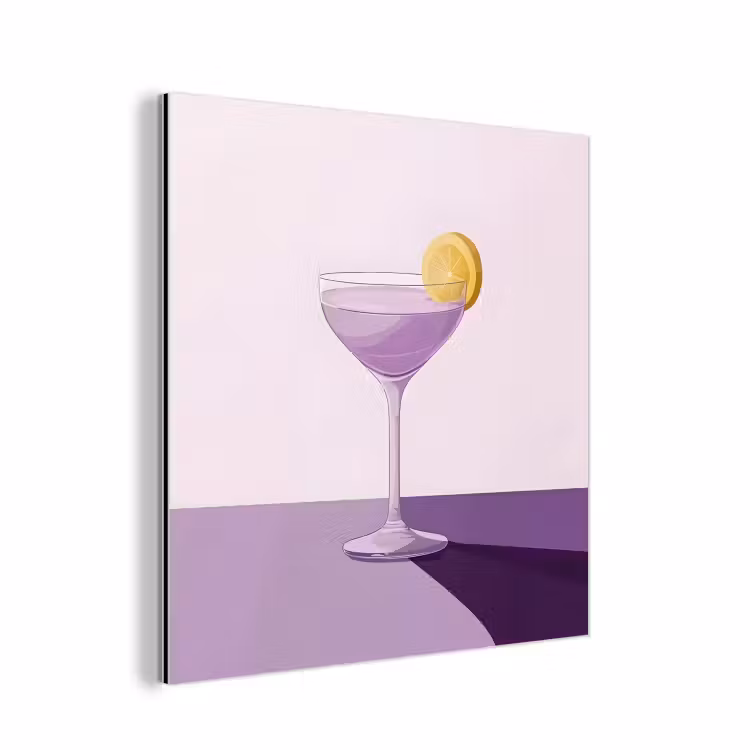 Aluminium schilderij - Cocktail - Paars - Minimalistisch - Citroen — 1