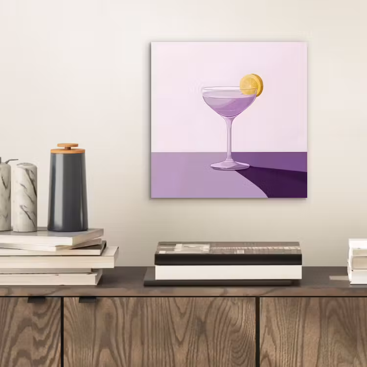 Aluminium schilderij - Cocktail - Paars - Minimalistisch - Citroen — 2