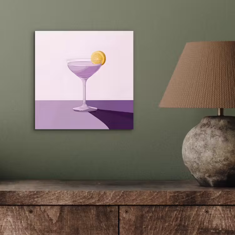 Aluminium schilderij - Cocktail - Paars - Minimalistisch - Citroen — 3
