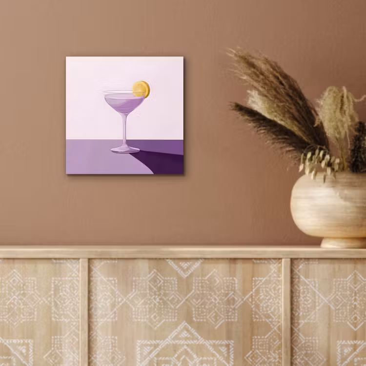 Aluminium schilderij - Cocktail - Paars - Minimalistisch - Citroen — 5