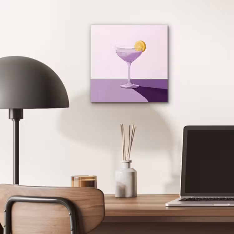 Aluminium schilderij - Cocktail - Paars - Minimalistisch - Citroen — 6