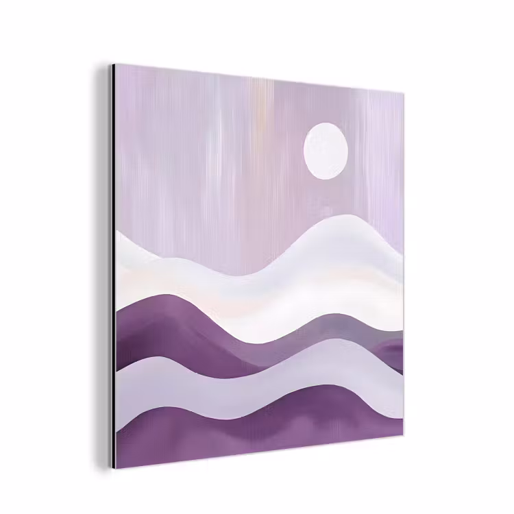 Aluminium schilderij - Golven - Heuvels - Abstract - Paars — 1