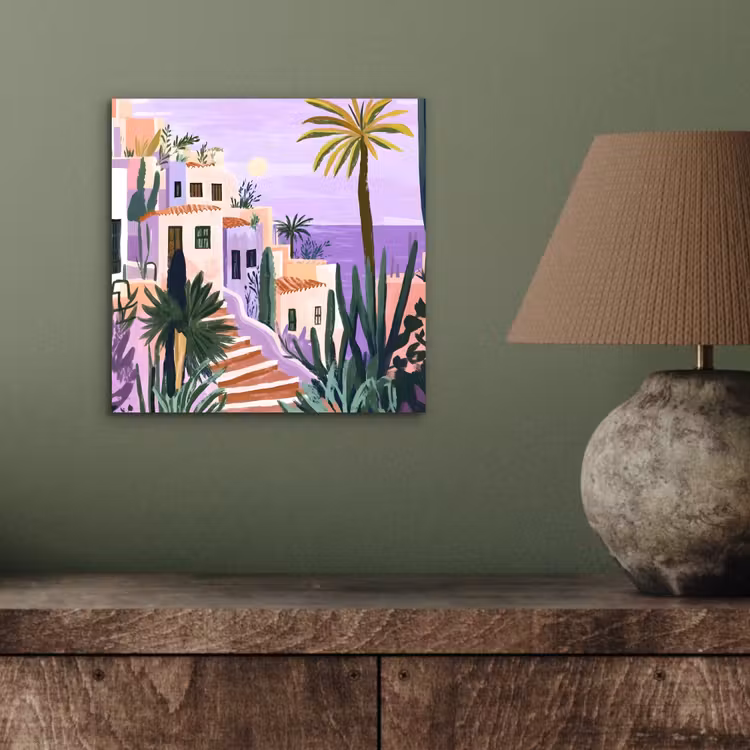 Aluminium schilderij - Huizen - Minimalistisch - Palmbomen - Kust — 3