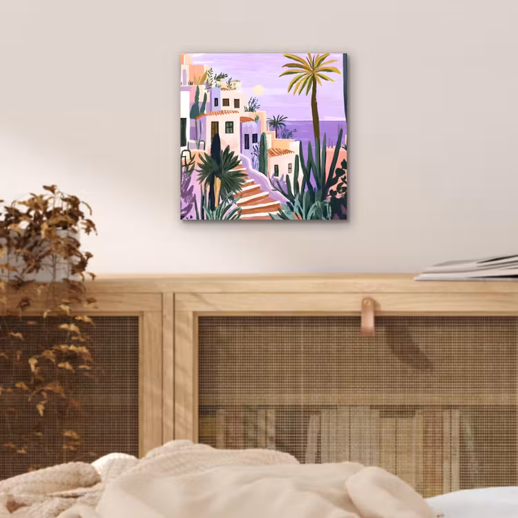 Aluminium schilderij - Huizen - Minimalistisch - Palmbomen - Kust — 4
