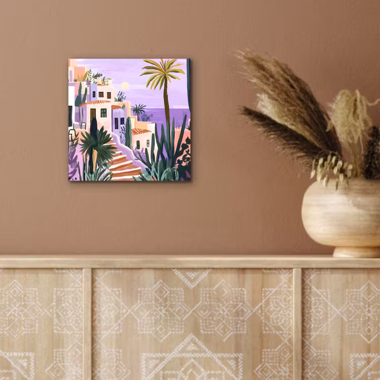 Aluminium schilderij - Huizen - Minimalistisch - Palmbomen - Kust — 5