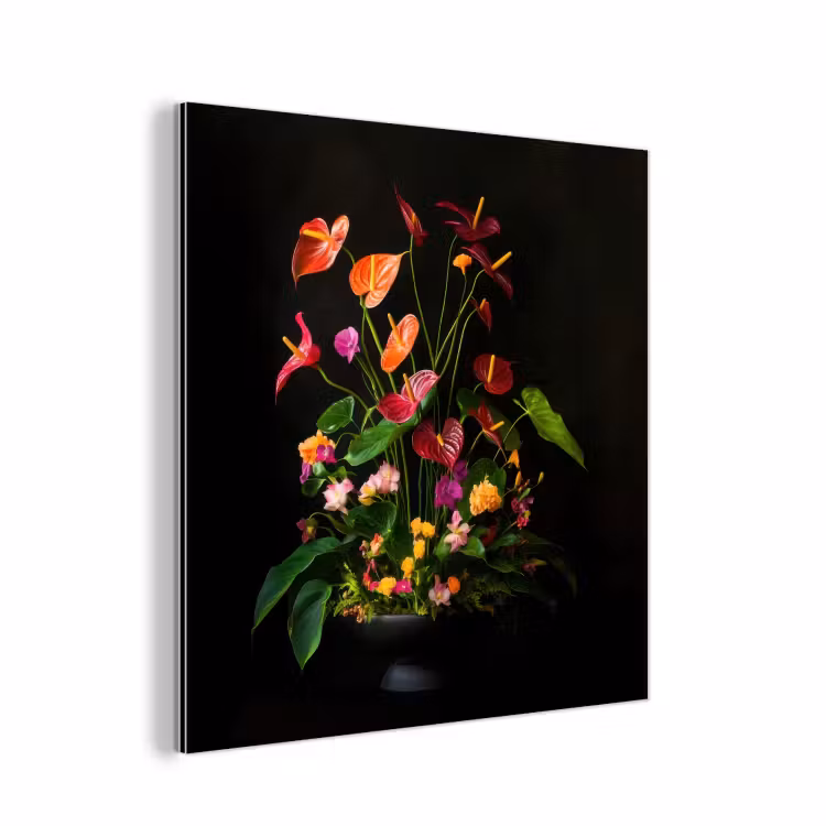 Aluminium schilderij - Bloemen - Vaas - Kleurrijk — 1