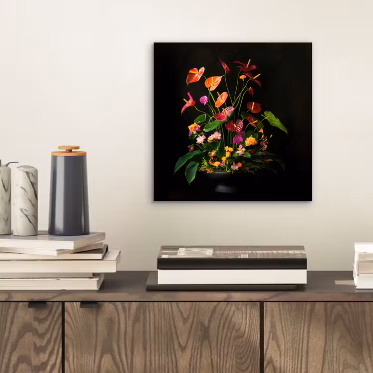 Aluminium schilderij - Bloemen - Vaas - Kleurrijk — 2