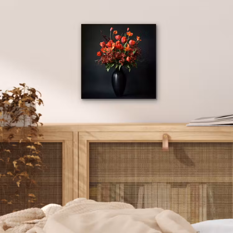 Aluminium schilderij - Boeket - Tulpen - Vaas - Rood — 4