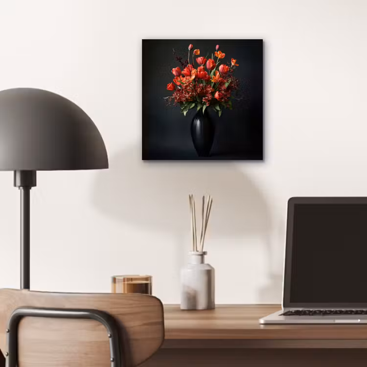 Aluminium schilderij - Boeket - Tulpen - Vaas - Rood — 6