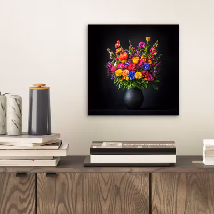 Aluminium schilderij - Felgekleurd - Bloemen - Vaas — 2
