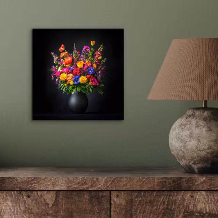 Aluminium schilderij - Felgekleurd - Bloemen - Vaas — 3