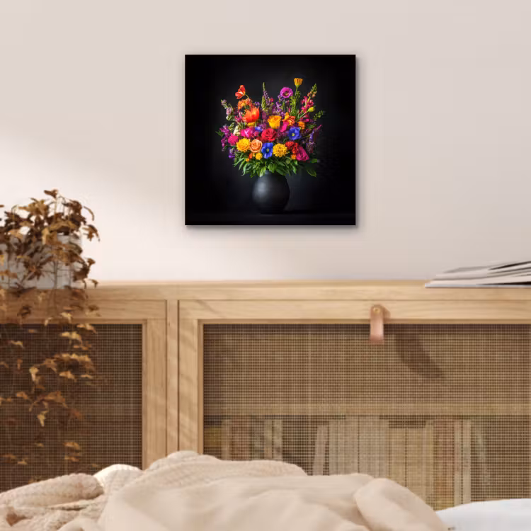 Aluminium schilderij - Felgekleurd - Bloemen - Vaas — 4