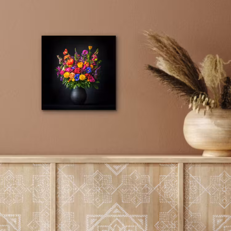 Aluminium schilderij - Felgekleurd - Bloemen - Vaas — 5