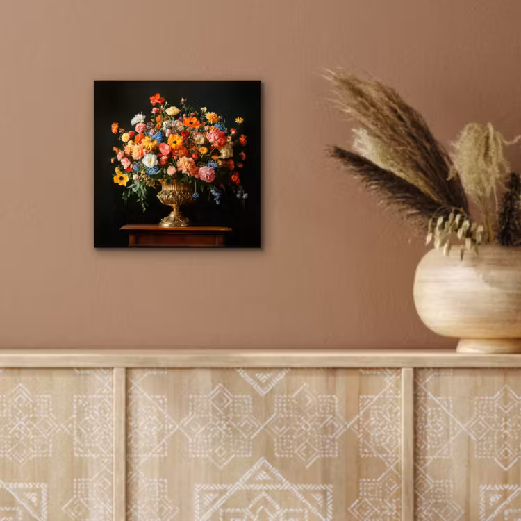 Aluminium schilderij - Goud - Bloemen - Kleuren - Vaas — 5